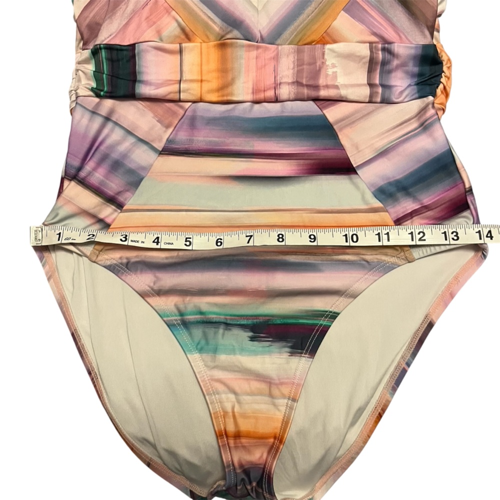 La Blanca Ocean Tide Colorful Striped Halter/Strapless One Piece Swimsuit Girly - Picture 9 of 11